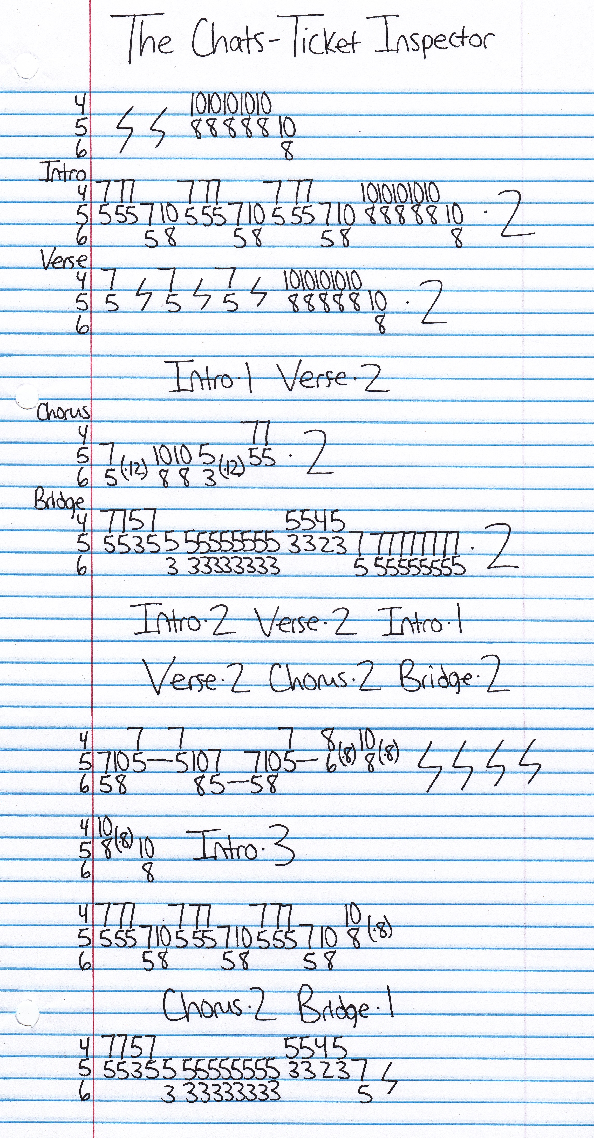 High quality guitar tab for Ticket Inspector by The Chats off of the album GET FUCKED. ***Complete and accurate guitar tab!***